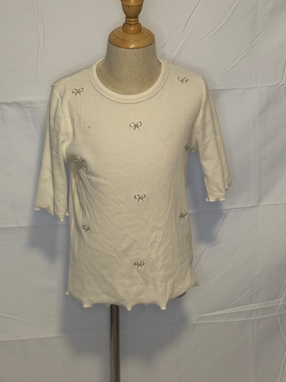 Zara Cream Ribbed Knit Top